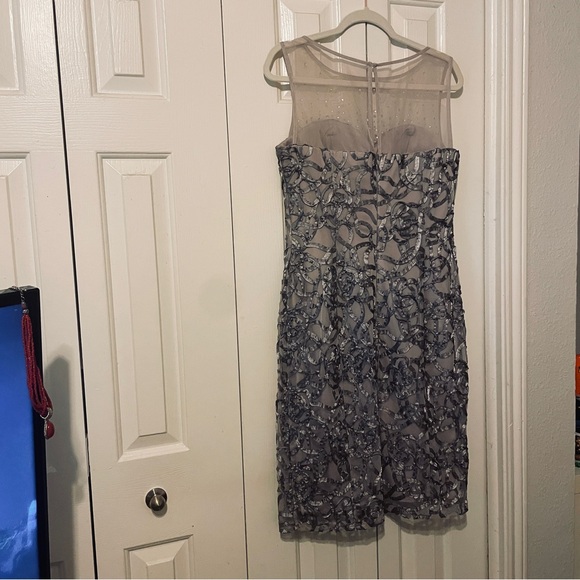 Gray formal dress by Ignite Evenings in size 12 with pearl embellishments - Picture 5 of 9